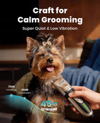 Dog Clipper for Small and Large Dogs Cats Animals | Low Noise Quiet,2-Speed,Cordless Rechargeable Fast Charge,Battery Level Display,Detachable,Waterproof