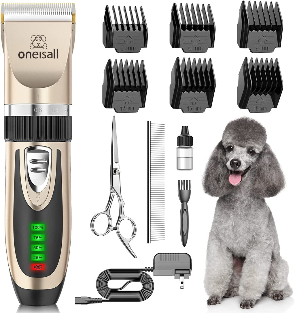Dog Clipper for Small and Large Dogs Cats Animals | Low Noise Quiet,2-Speed,Cordless Rechargeable Fast Charge,Battery Level Display,Detachable,Waterproof