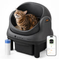 ABRCT L1 Open Top Automatic Self-Cleaning Litter Box, Electronic Hands-Free Smart Robot Litter Box, App Control, Safe Anti-Pinch Sensors, Included Liner, for Medium-Sized Cats, Automatic Litter Box