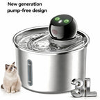 Cfume 2026 New Model Smart Infrared Sensor Automatic Water Dispensing Fountains for Cats - 304 Stainless Steel 3L 5000Mah Pump-Free Design with 4-Layer Filtration, Ultra-Quiet, Dry-Burn Prevention, Water Level Indicator