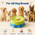 Non-Slip Slow Feeder Dog Bowl for Liquid Treats, Built-In Rolling Lick Ball, No Spill Yogurt & Peanut Butter Feeder, Keeps Bowl in Place While Dogs Lick