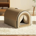 Classic Fabric Dog Bed - Detachable Shelter, Soft Machine Washable Tent Design, Compact & Portable Lightweight Indoor Hideaway for Small Dogs, Bedroom & Living Room Use