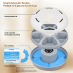 6-Meal Automatic Cat Feeder with Manual Timer, Battery Powered Timed Rotating Food Tray for Cats & Small Dogs, Wet & Dry Food Dispenser with 2 Ice Packs