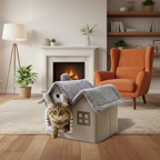 Foldable Cave Cat Nest - Fond orange