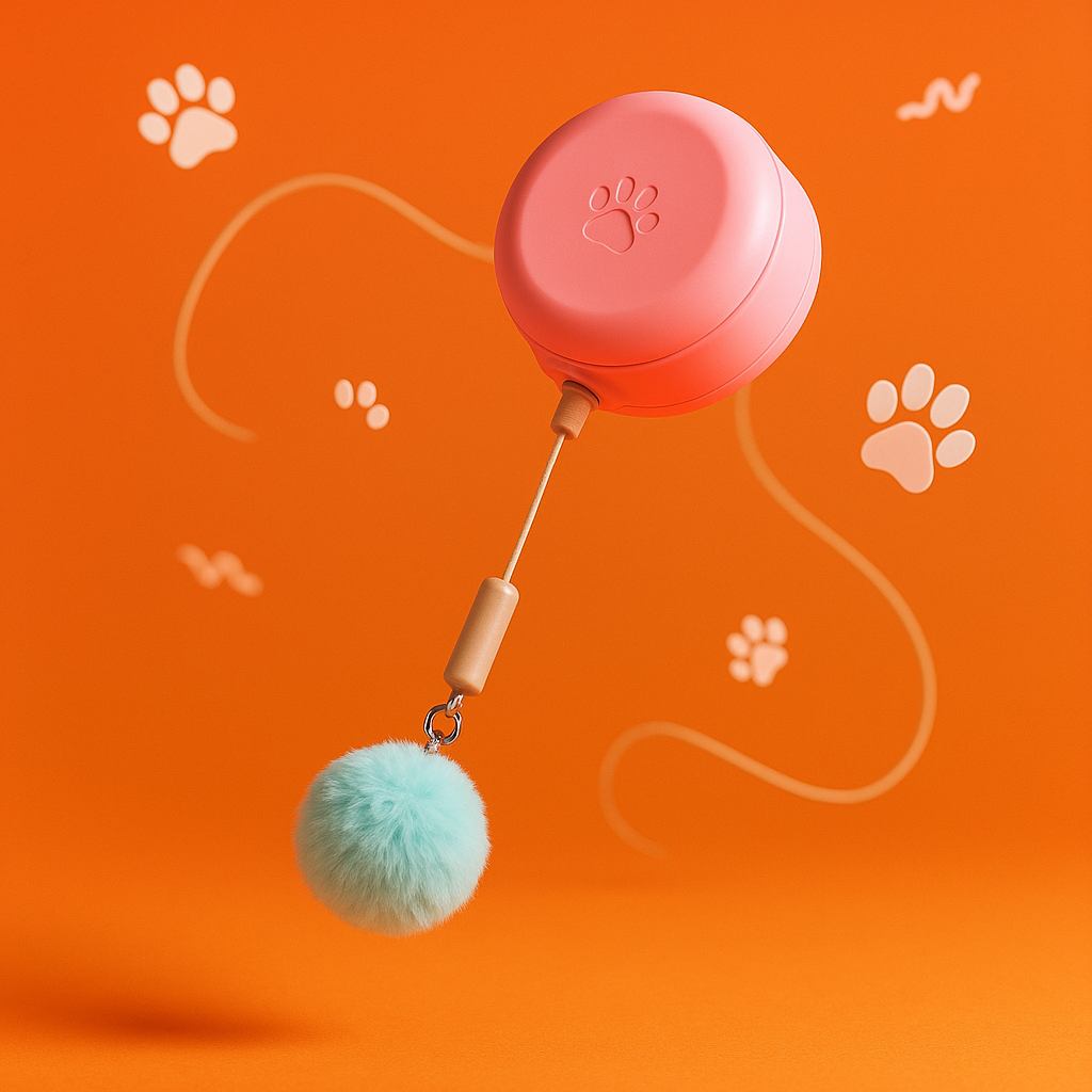 Electric Retractable Cat Wand Toy Pink Interactive Pet Play