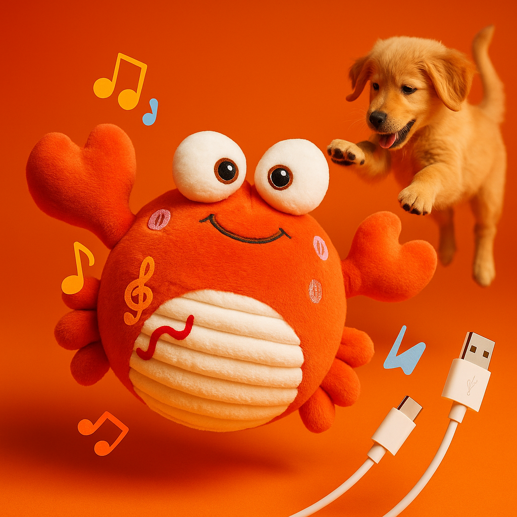 GUKCO Crab Interactive Dog Toy with Music Voice Record Modes