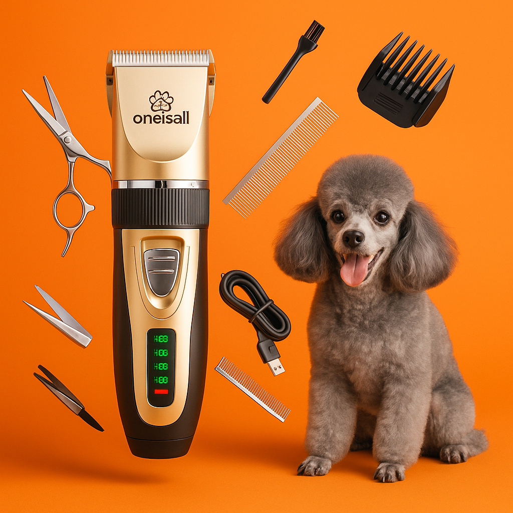 Oneisall Cordless Low-Noise Dog Cat Clipper with Ceramic Blades